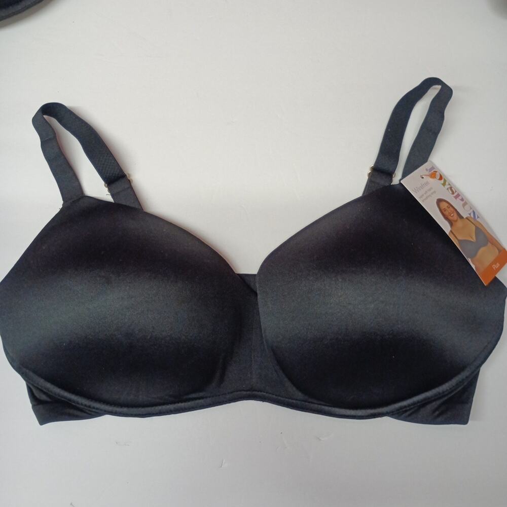 Joyspun Plus Wirefree Full Coverage Bra Women's Size 38DD Black Smooth Wings